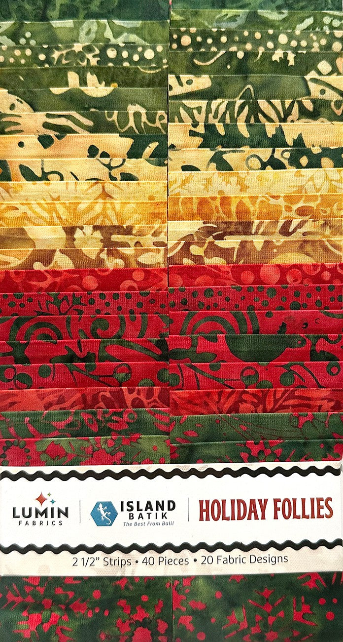 2.5in Strips Holiday Follies 40pcs 2 Pieces of Each Print