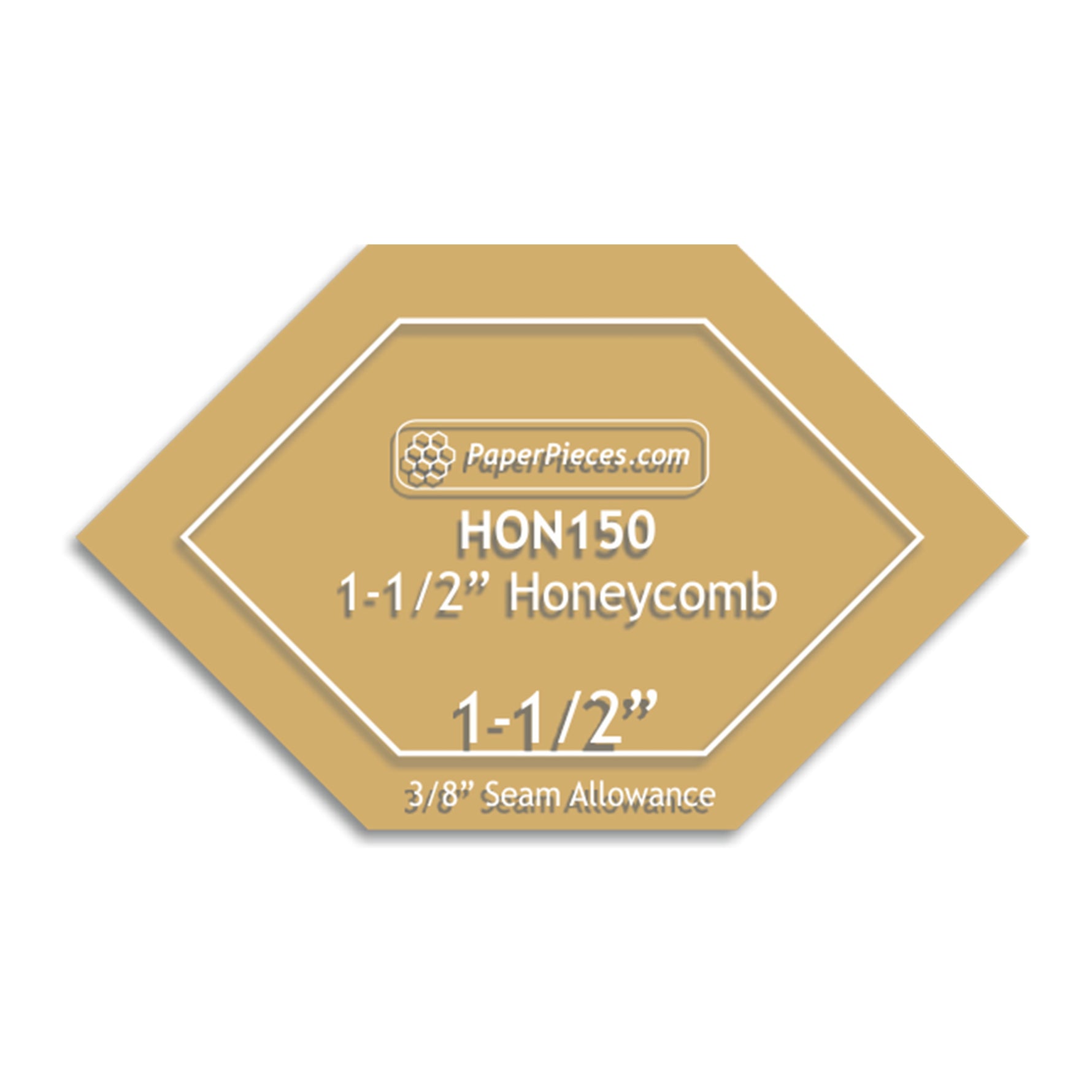 Acrylic Template 1-1/2in Honeycomb with 3/8in Seam Allowance