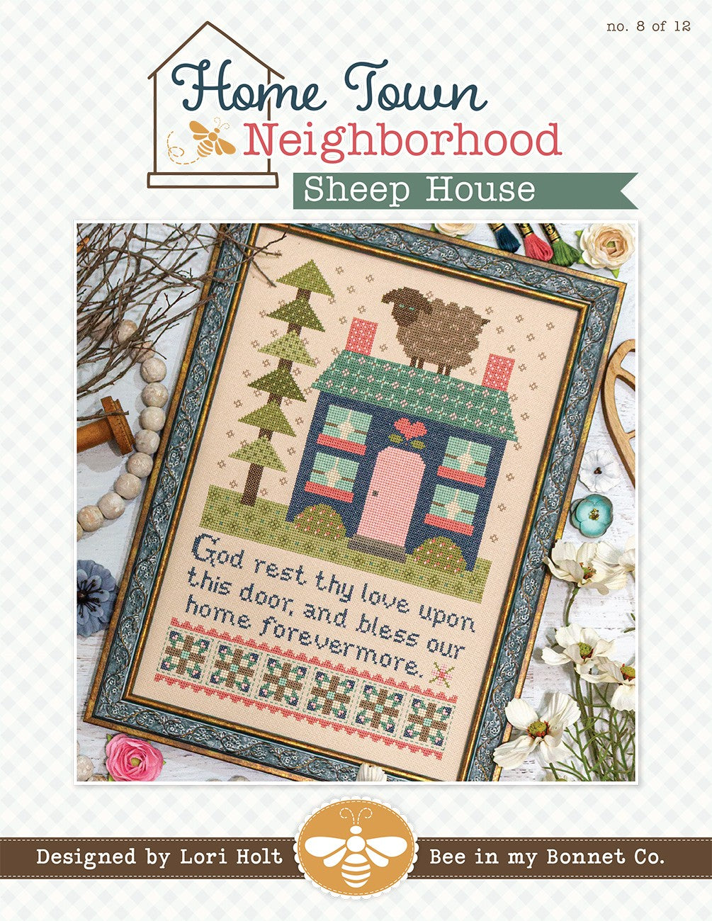 Home Town Neighborhood  Sheep House Cross Stitch