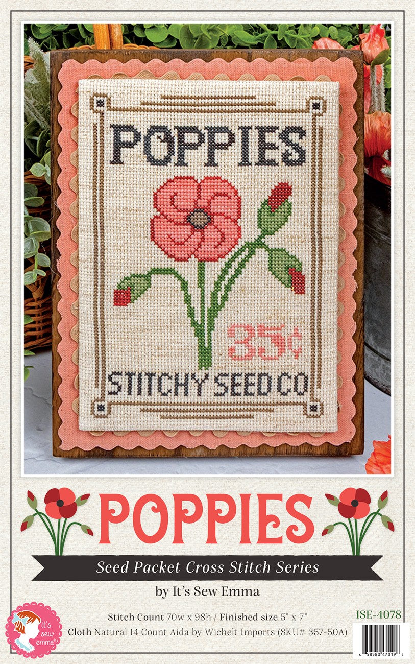 Poppies Seed Packet Cross Stitch Pattern