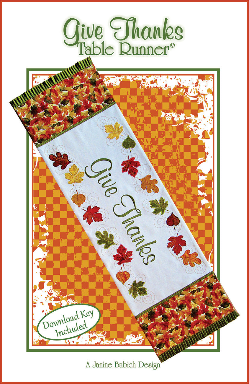 Give Thanks Table Runner Machine Embroidery