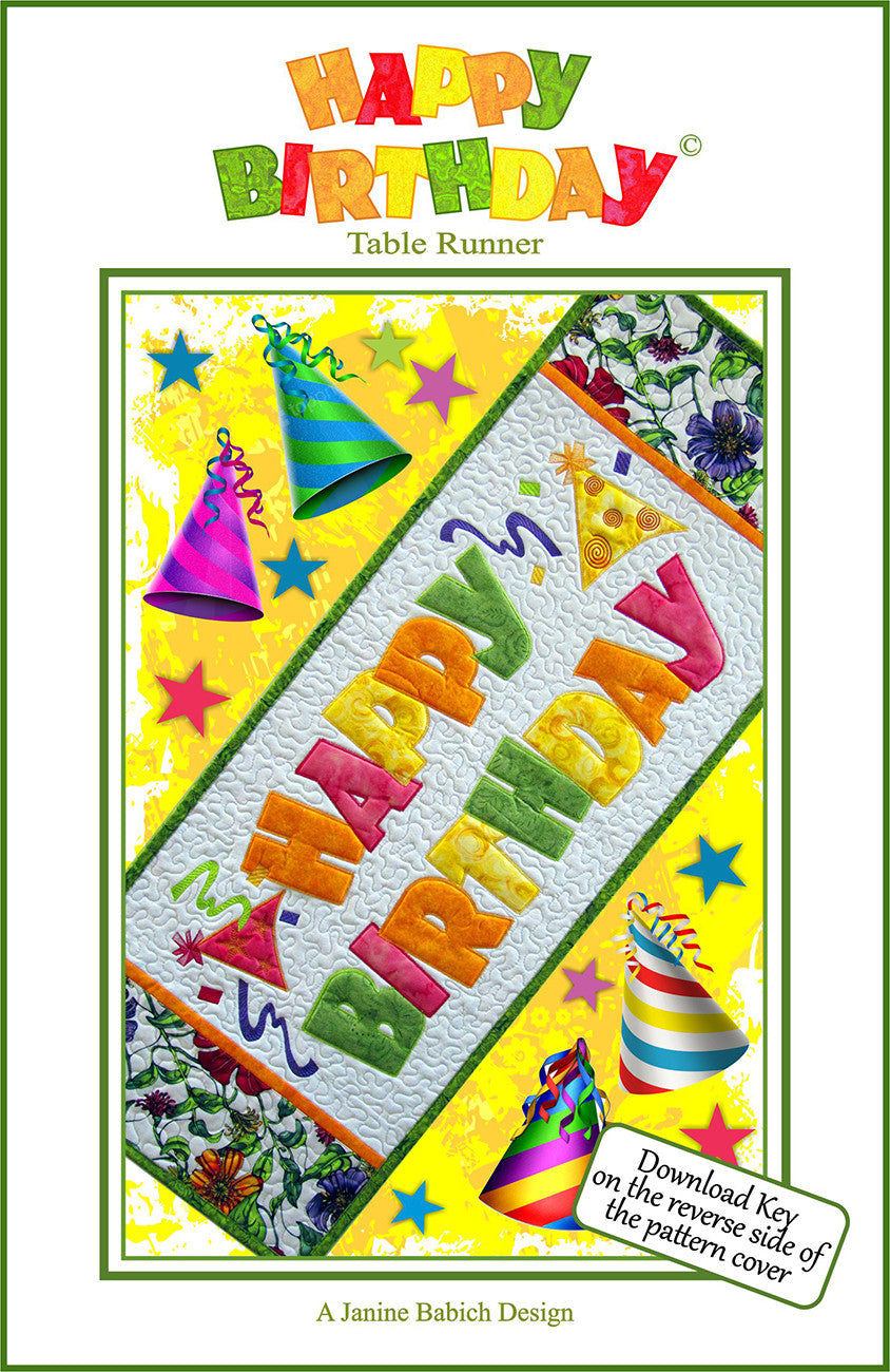 Happy Birthday Table Runner Machine Embroidery