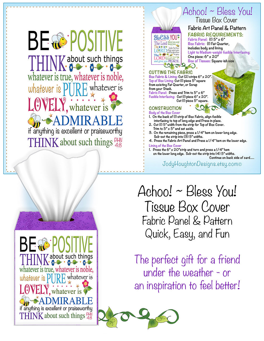 Be Positive Tissue Box Panel and Pattern