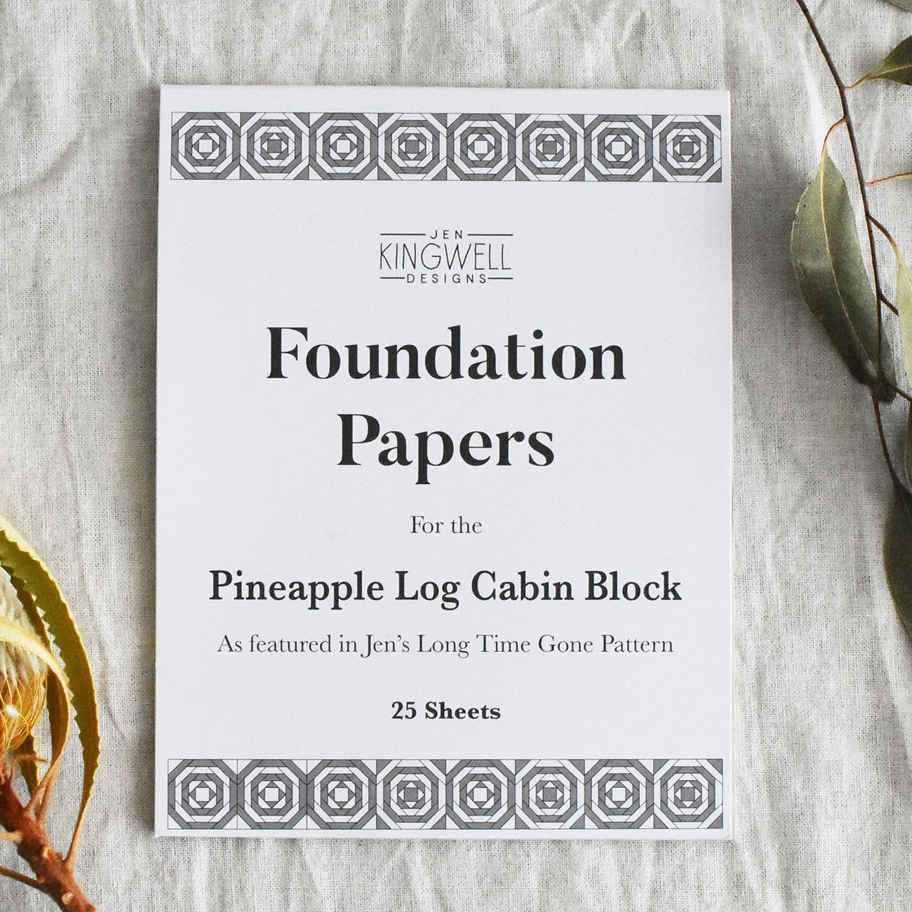 Pineapple Log Cabin Block Foundation Papers