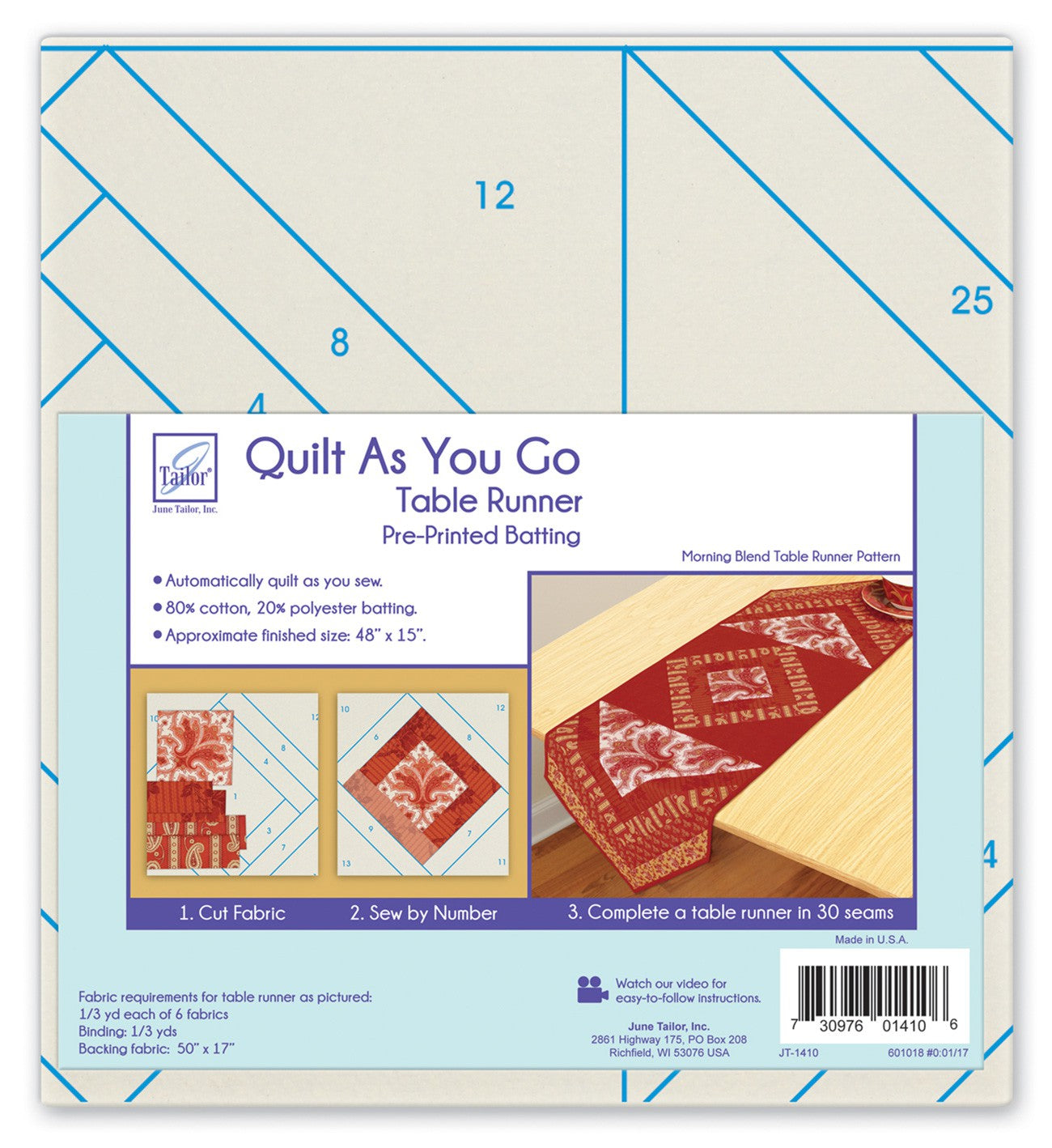 Quilt As You Go Table Runner - Morning Blend