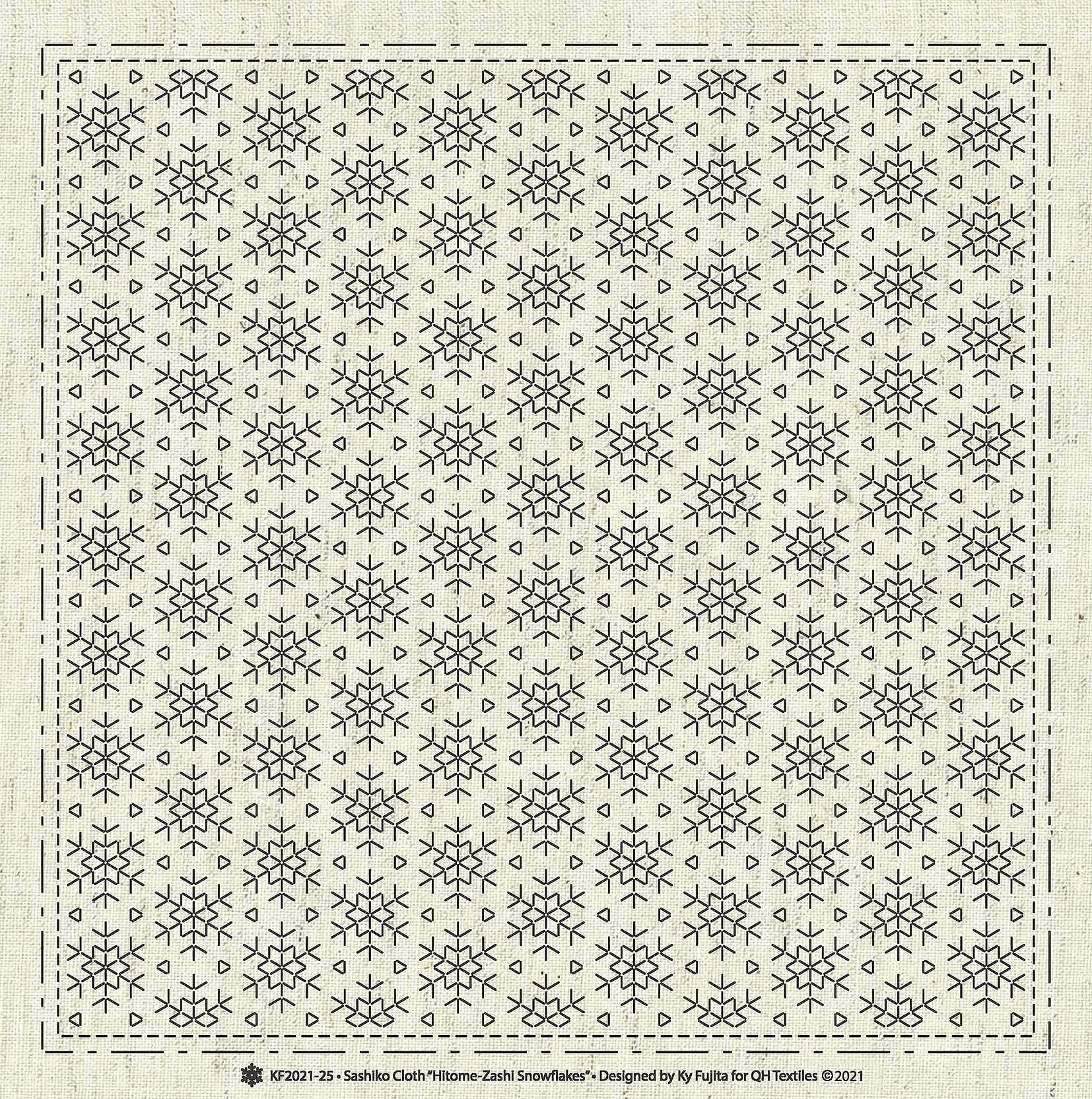 Sashiko Cloth Hitome-Zashi Snowflakes