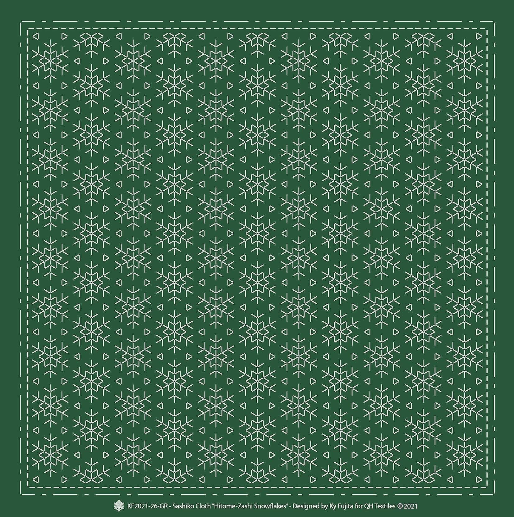 Sashiko Cloth Hitome-Zashi SnowflakesGR