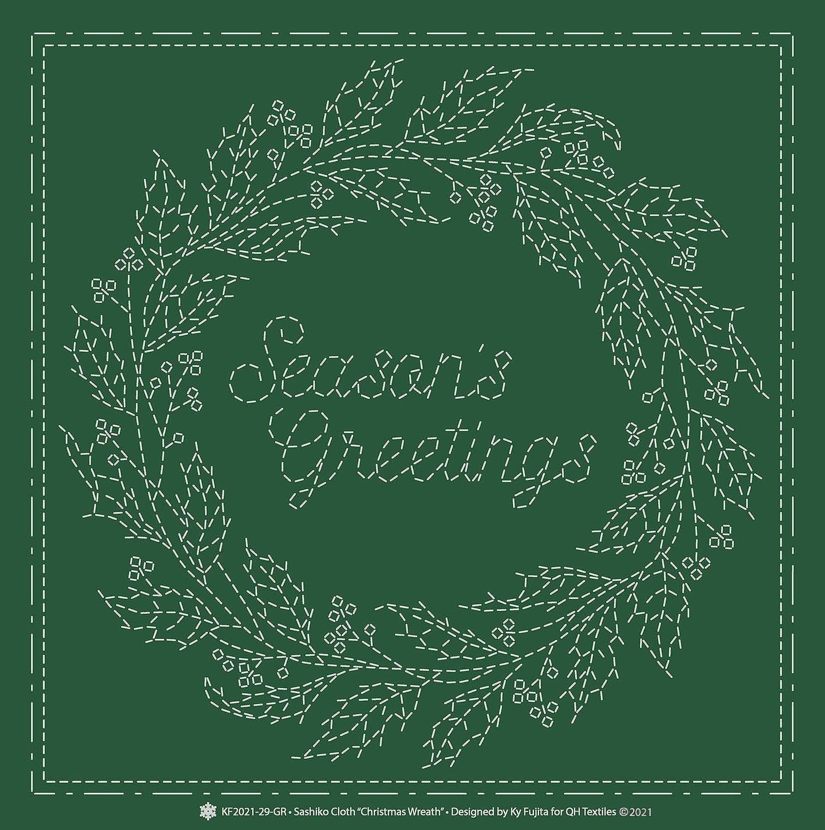 Sashiko Cloth Christmas WreathGR