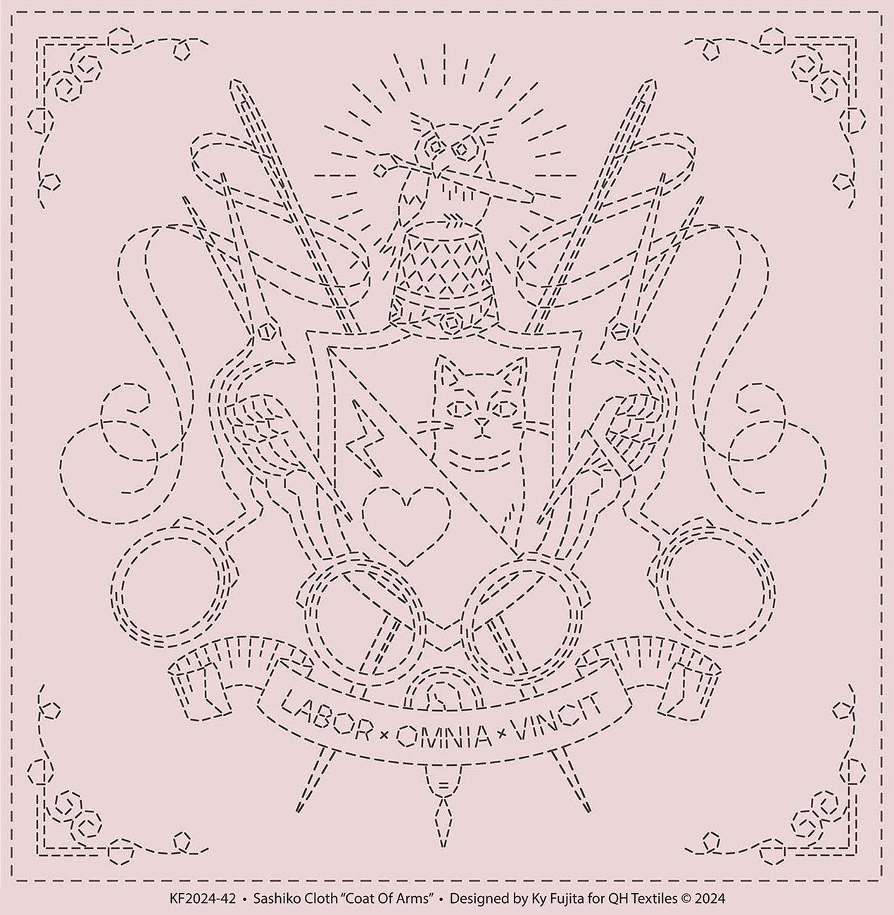 Sashiko Cloth Coat Of Arms Ash Pink