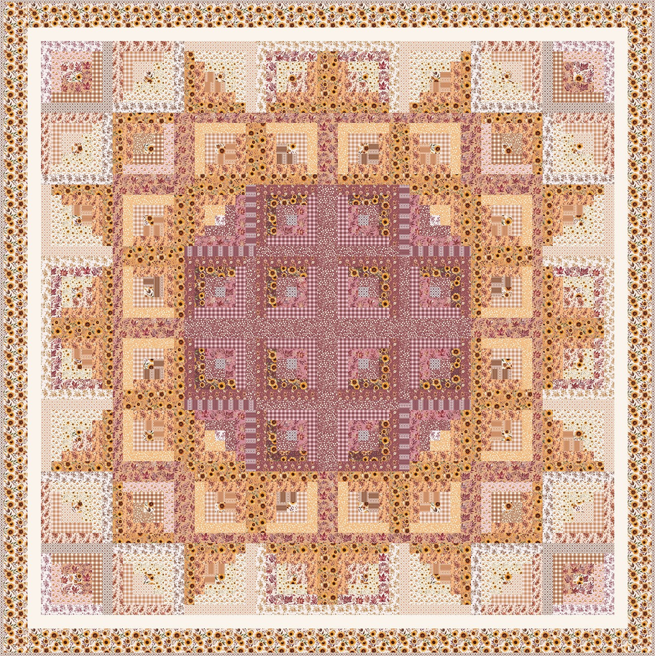 Sunflower in the Cabin Quilt Kit - Harvest on the Prairie