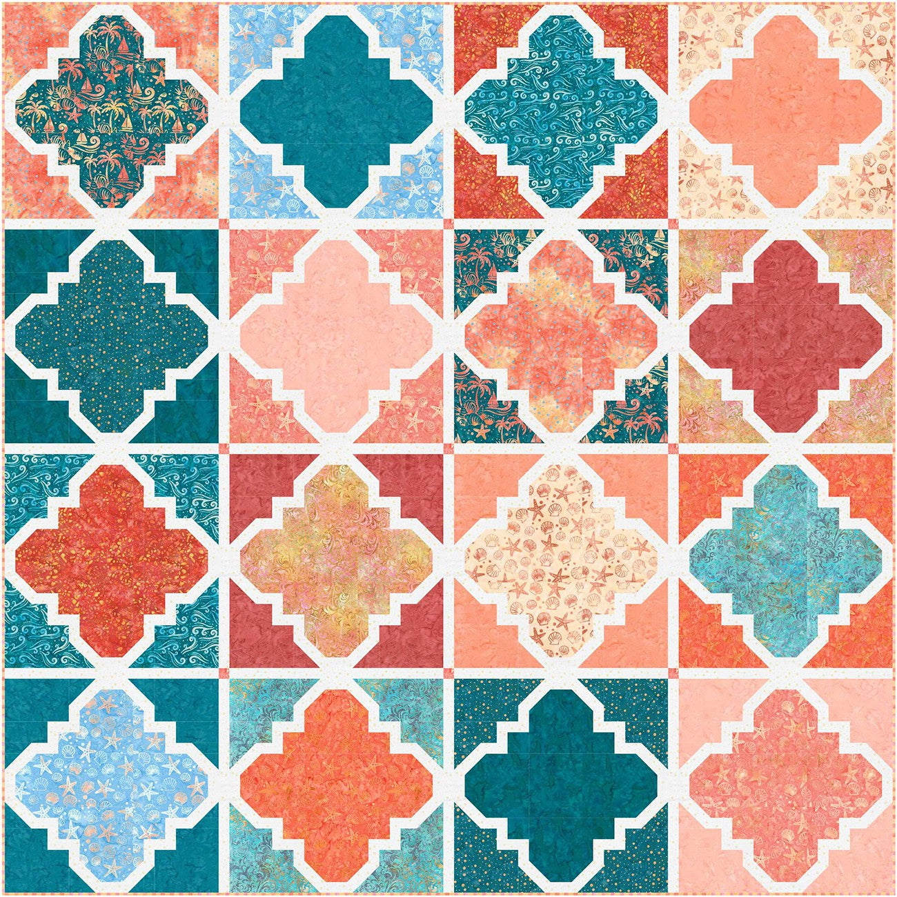 Sandy Beaches Quatrefoil Quilt Kit