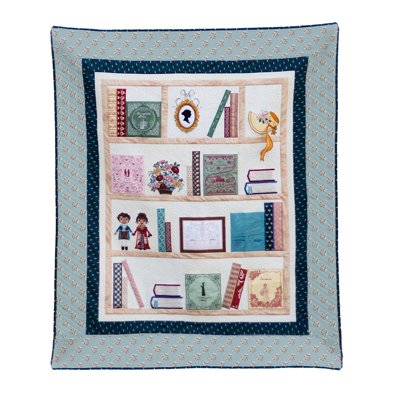 Machine Embroidery Jane Austen Library Quilt - Fabric Only Kit