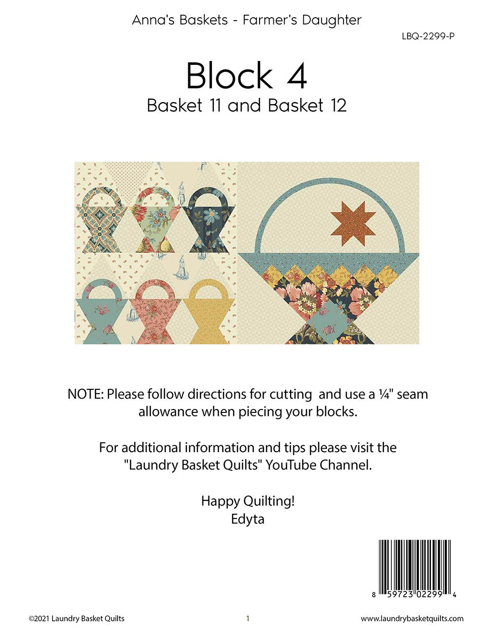 Anna's Baskets - Farmers Daughter Block 4 Pattern