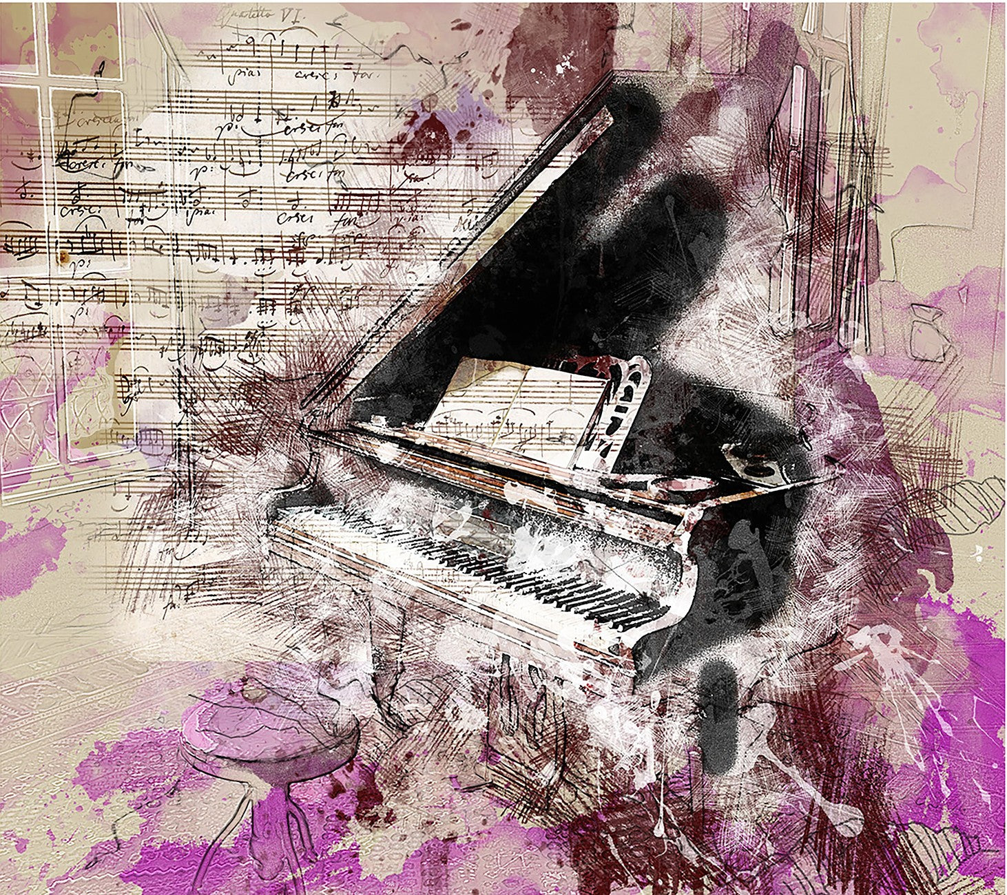 Abstract Piano Panel 17in x 15in