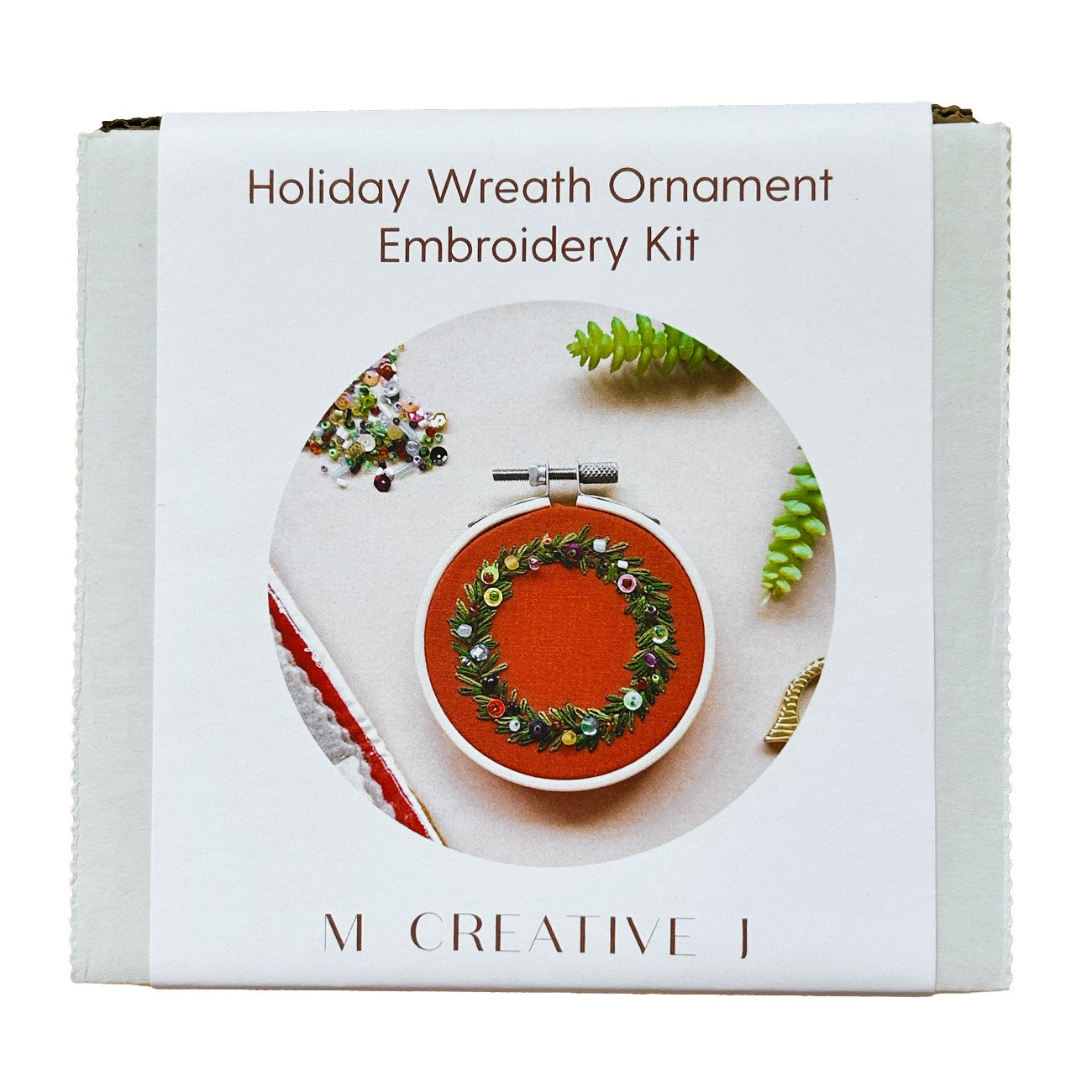Holiday Wreath Ornament Embroidery Kit