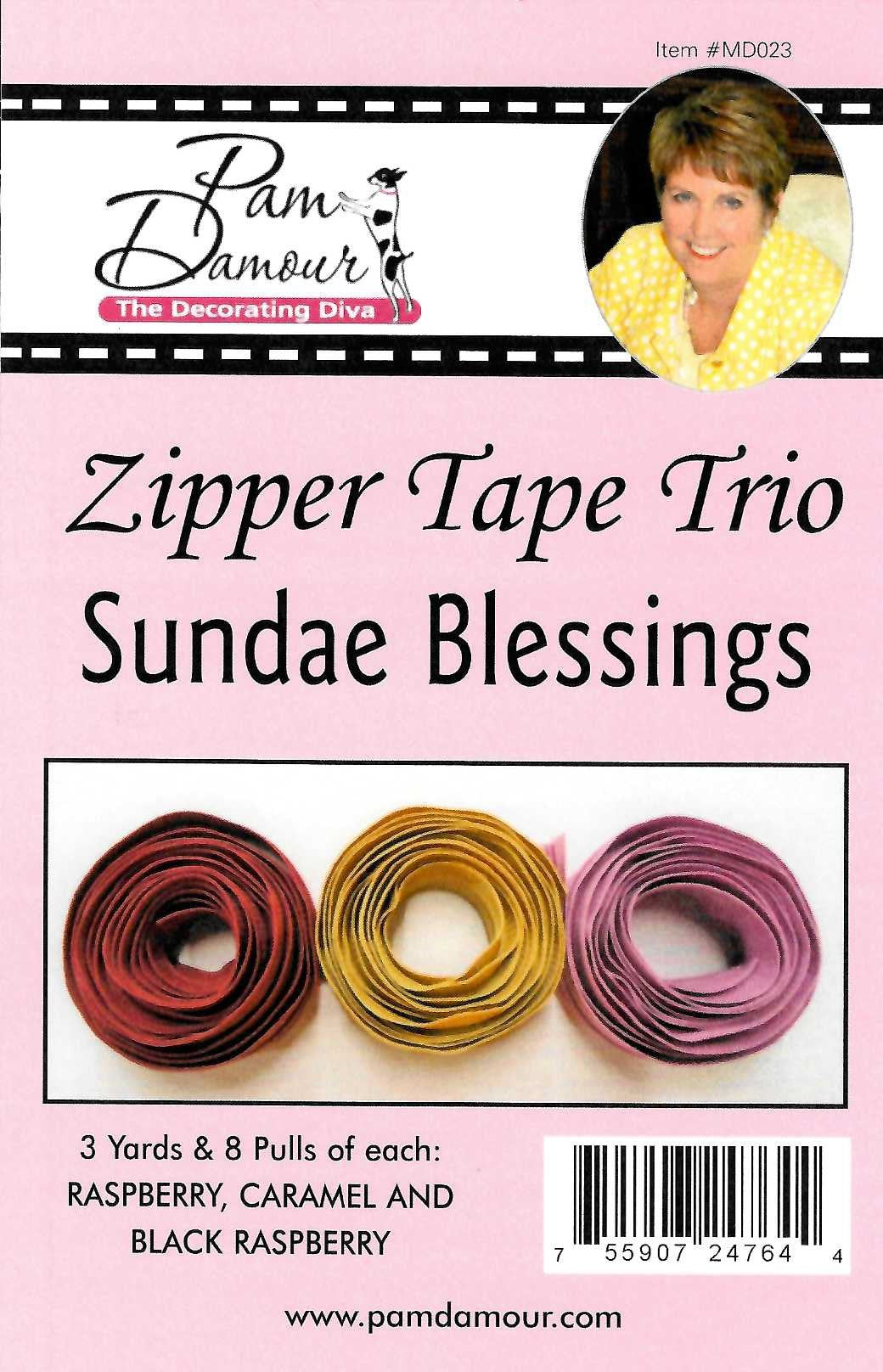 Sundae Blessings 3 yards of Reversible Coil Zipper Tape with 8 Slides