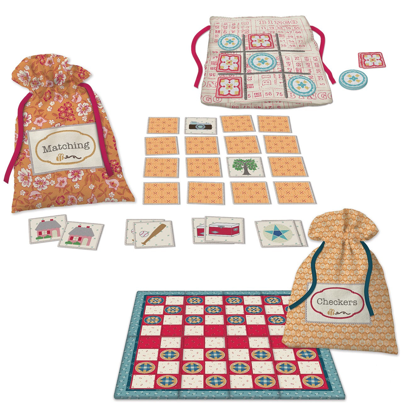 Family Reunion Table Games by Lori Holt - Machine Embroidery USB