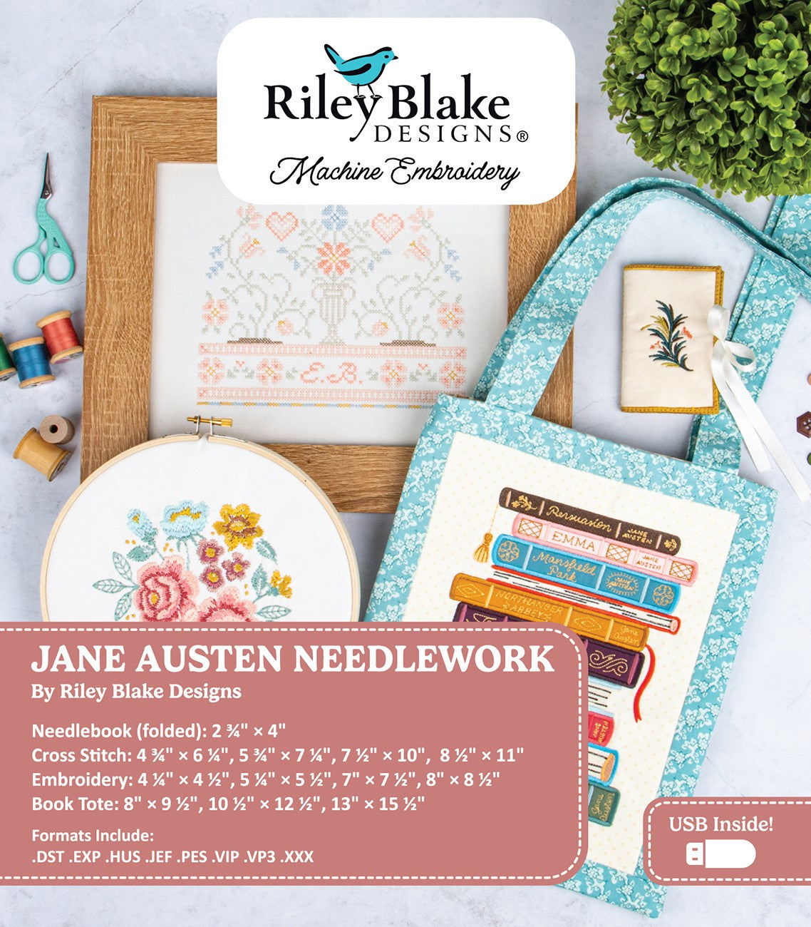 Jane Austen Needlework Projects - Machine Embroidery USB
