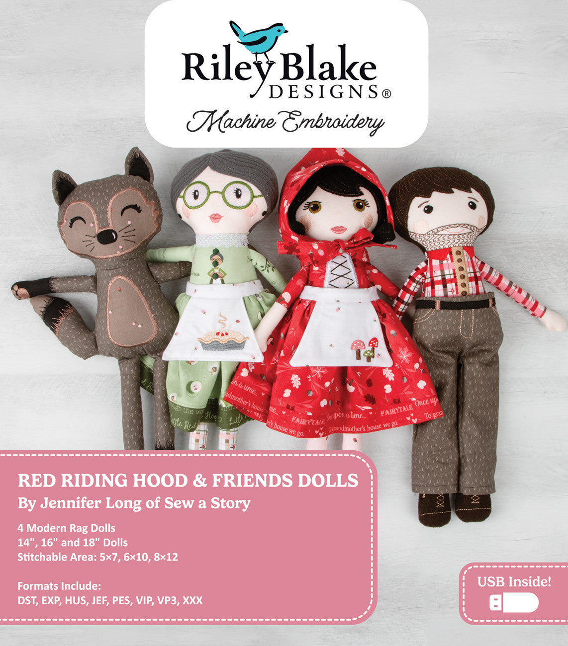 Red Riding Hood & Friends Dolls - Machine Embroidery USB