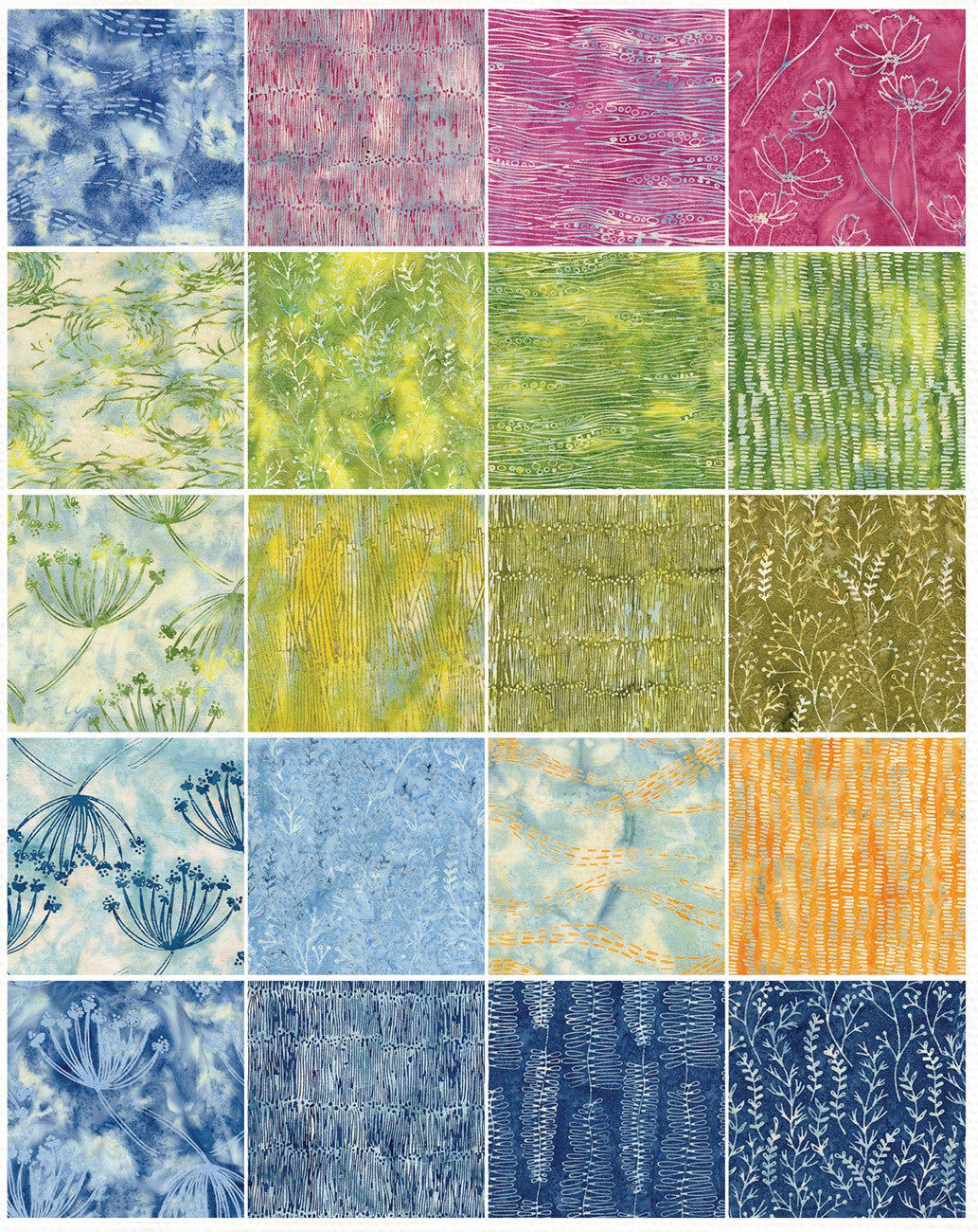 Fat Quarter Bundles Meadow Brook 20pcs, 1 Piece of Each Print