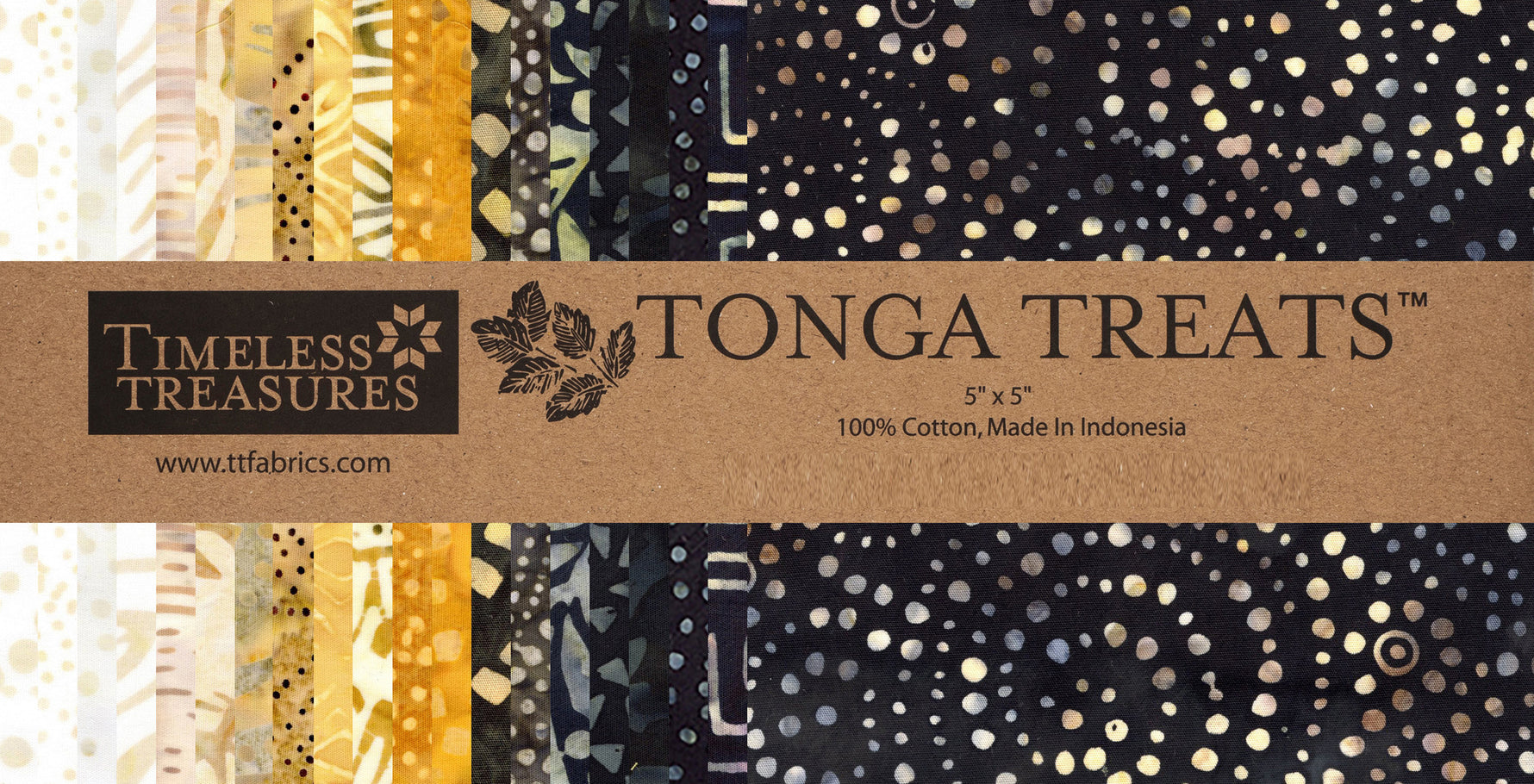 5in Squares Tonga Batik Amber, 42pcs/bundle