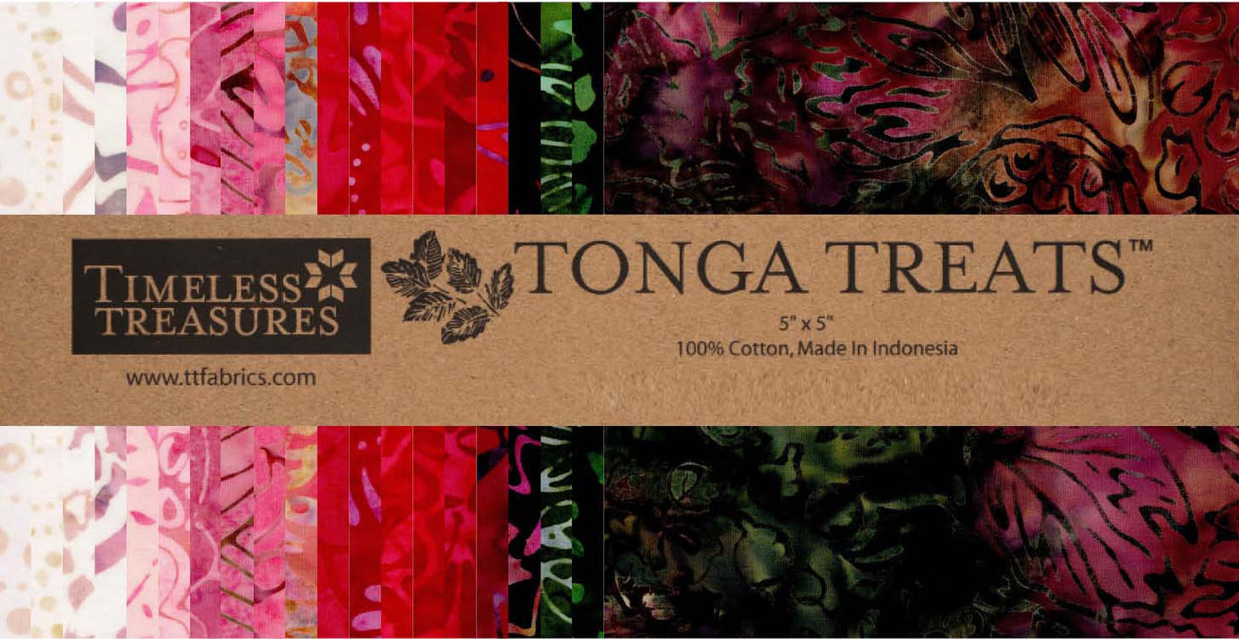 5in Squares Tonga Batik Geranium, 42pcs/bundle