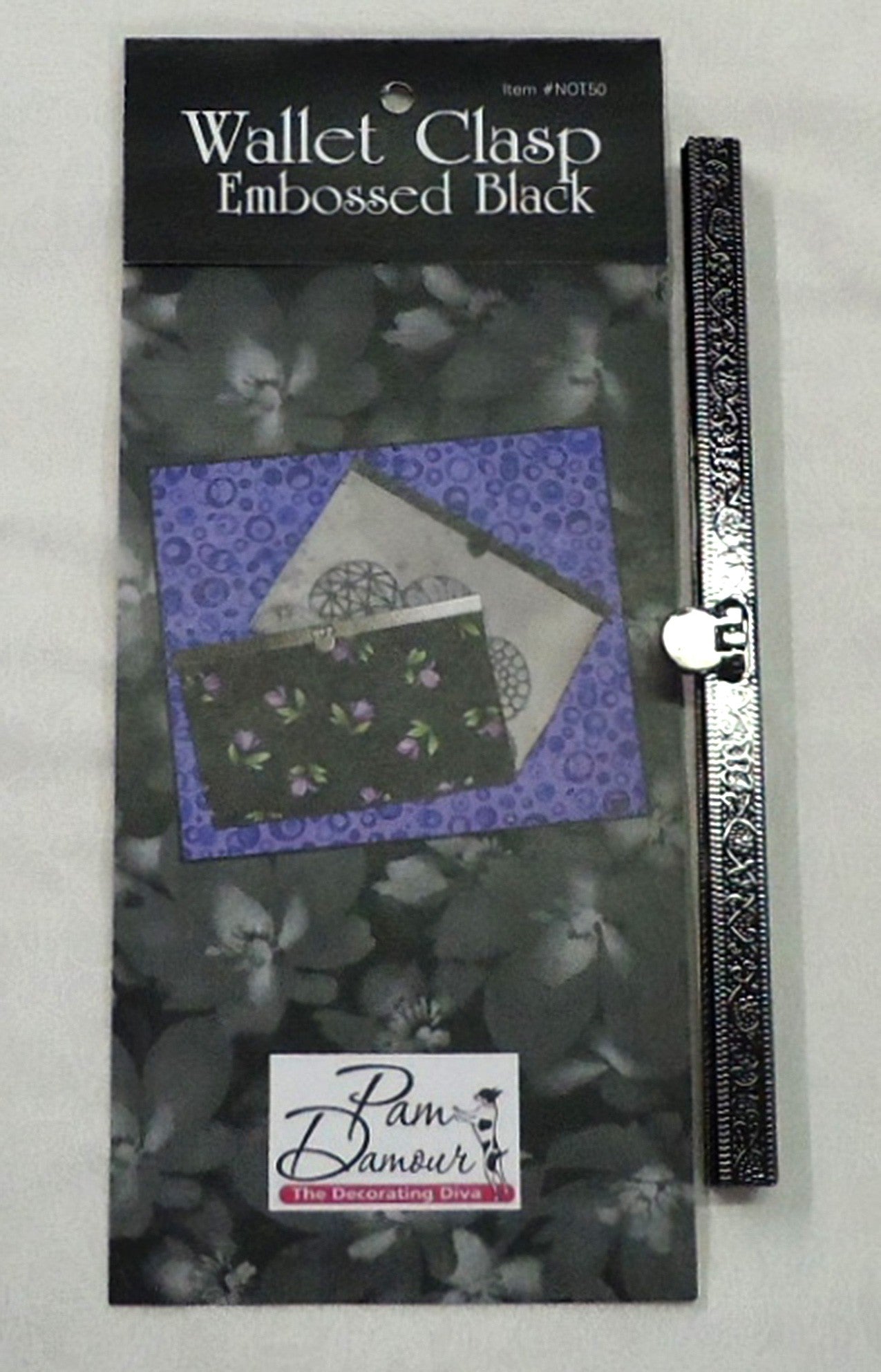 Wallet Clasp Embossed Black 7-1/2in