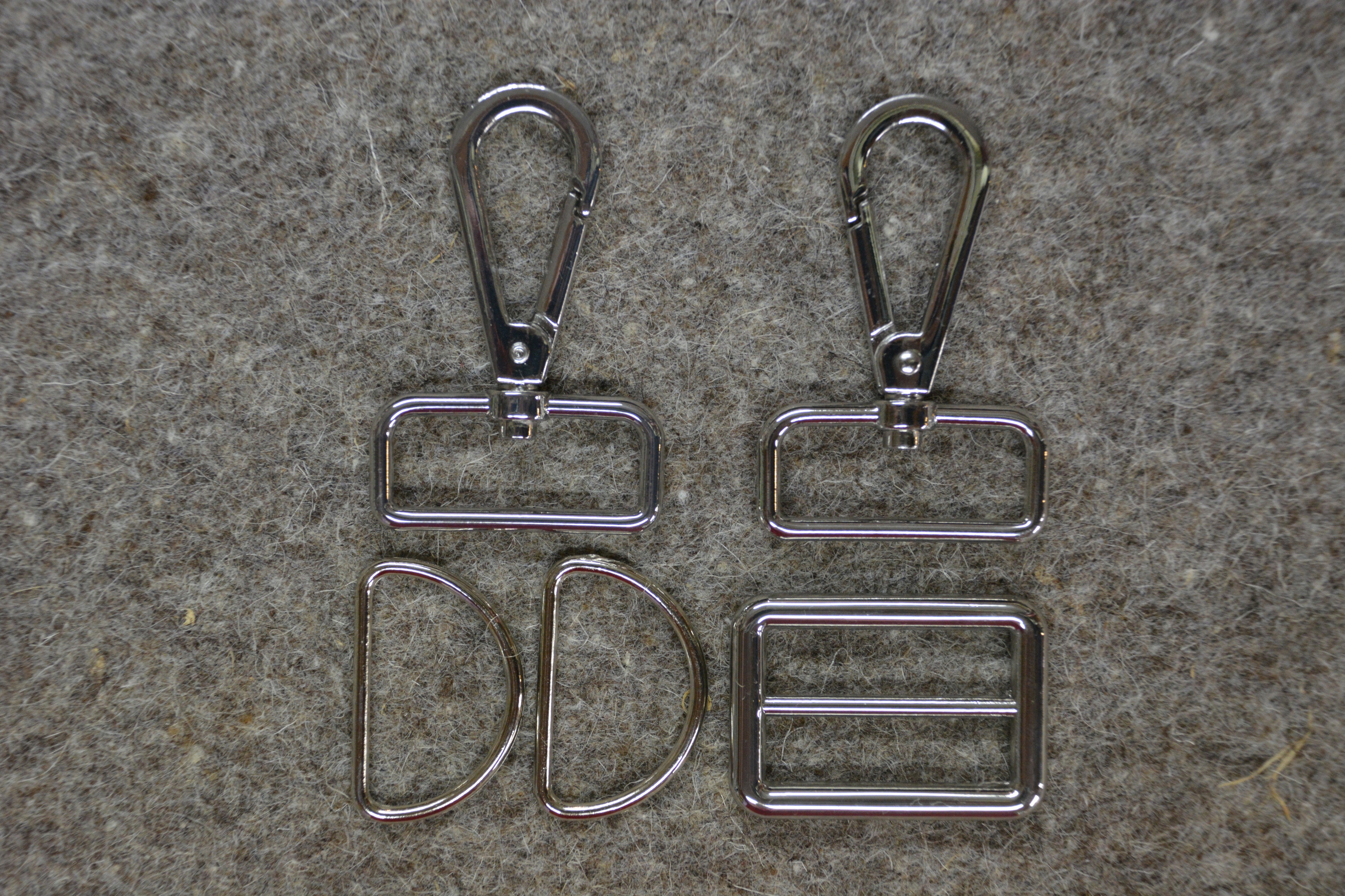 Silver 1-1/4in Wide Bag Strap Hardware 5pc