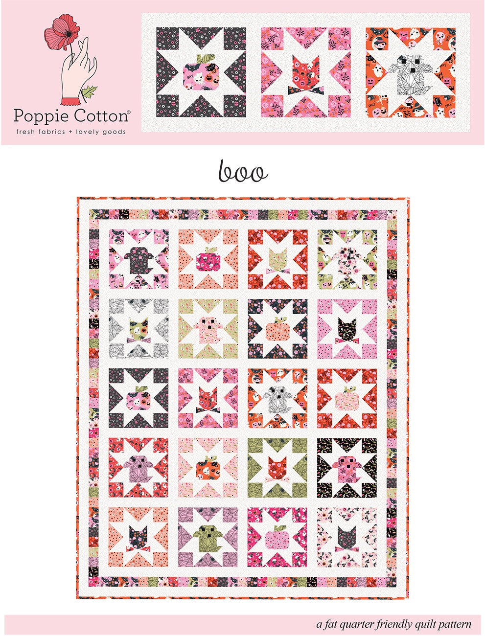 Quilt Pattern Not Scary Boo 66in x 80in