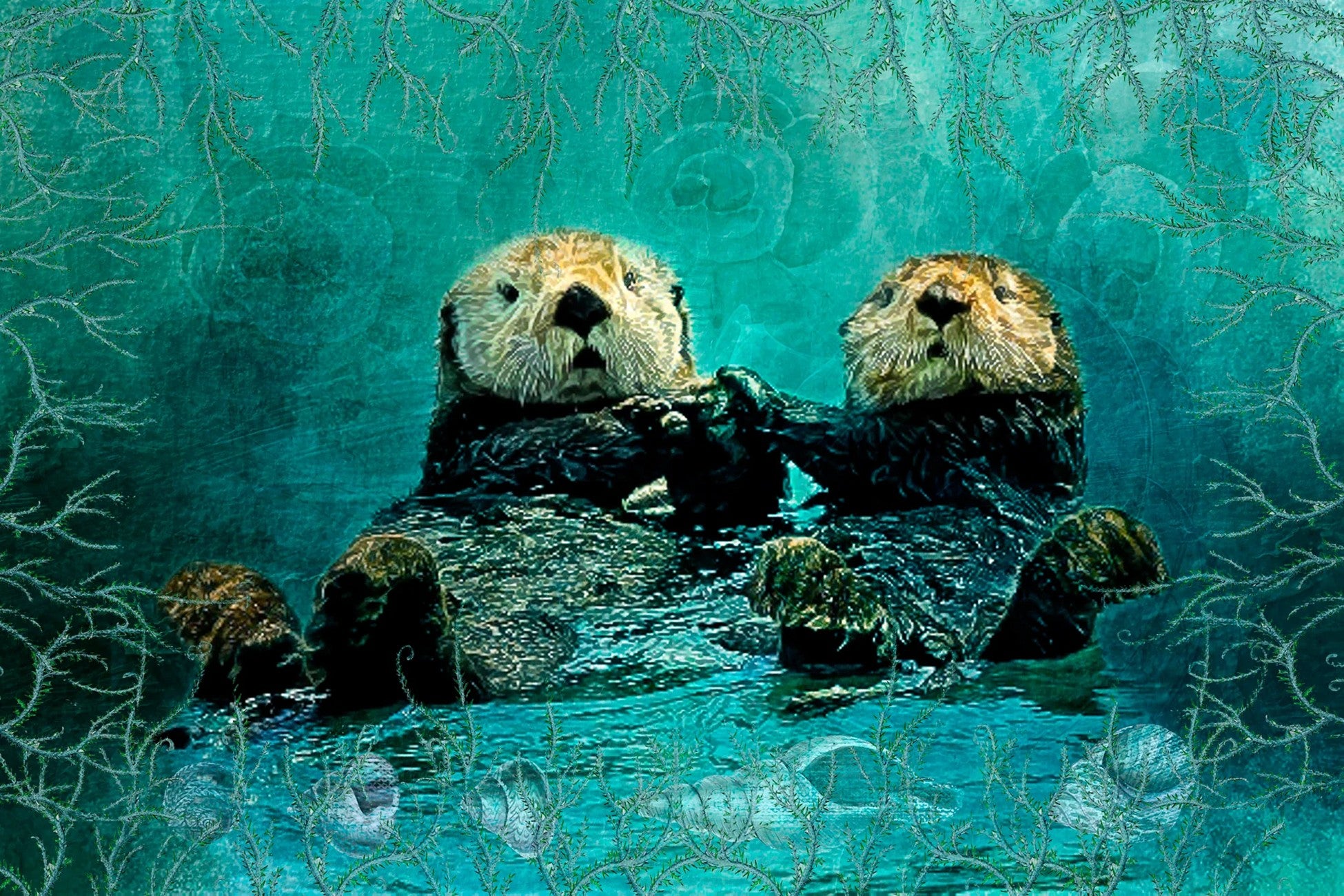 Otter Buddies Panel 17in x 10.5in