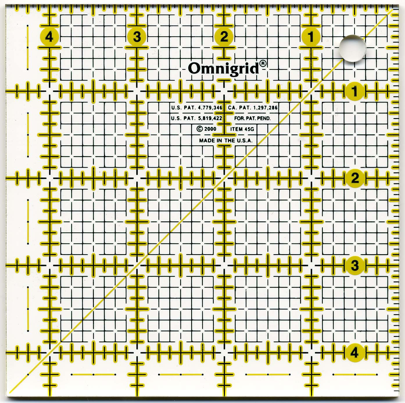 Omnigrid Ruler 4 1/2in Square All-Over Grid