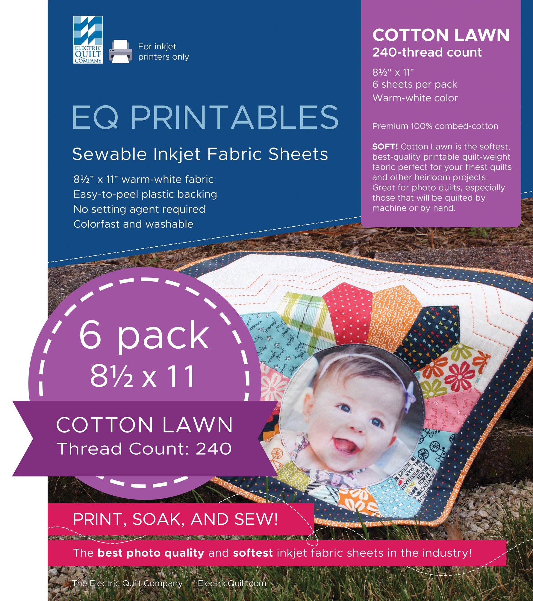 Premium Cotton Lawn Inkjet Fabric Sheets