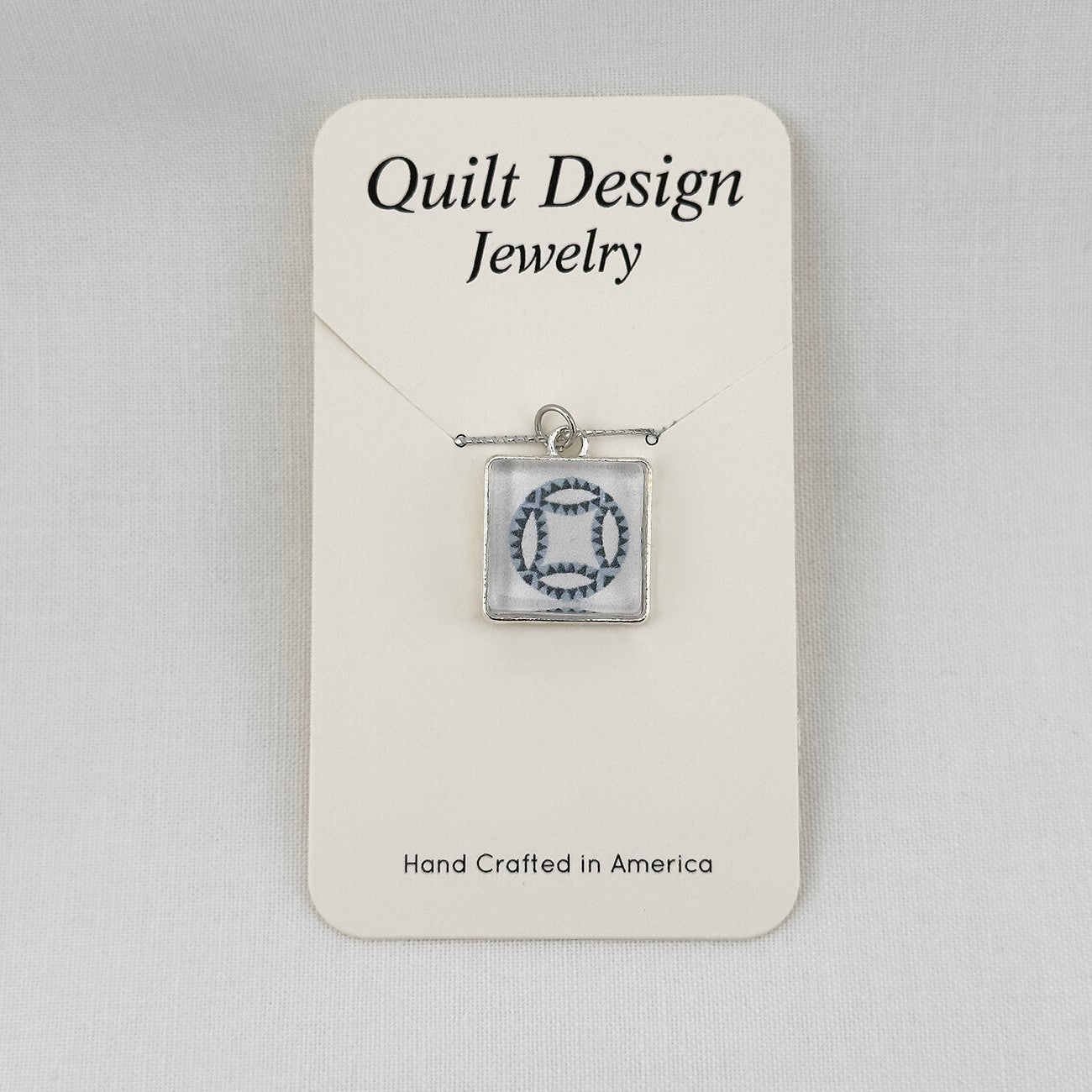 Quilt Pendants Double Wedding Ring Black and Grey