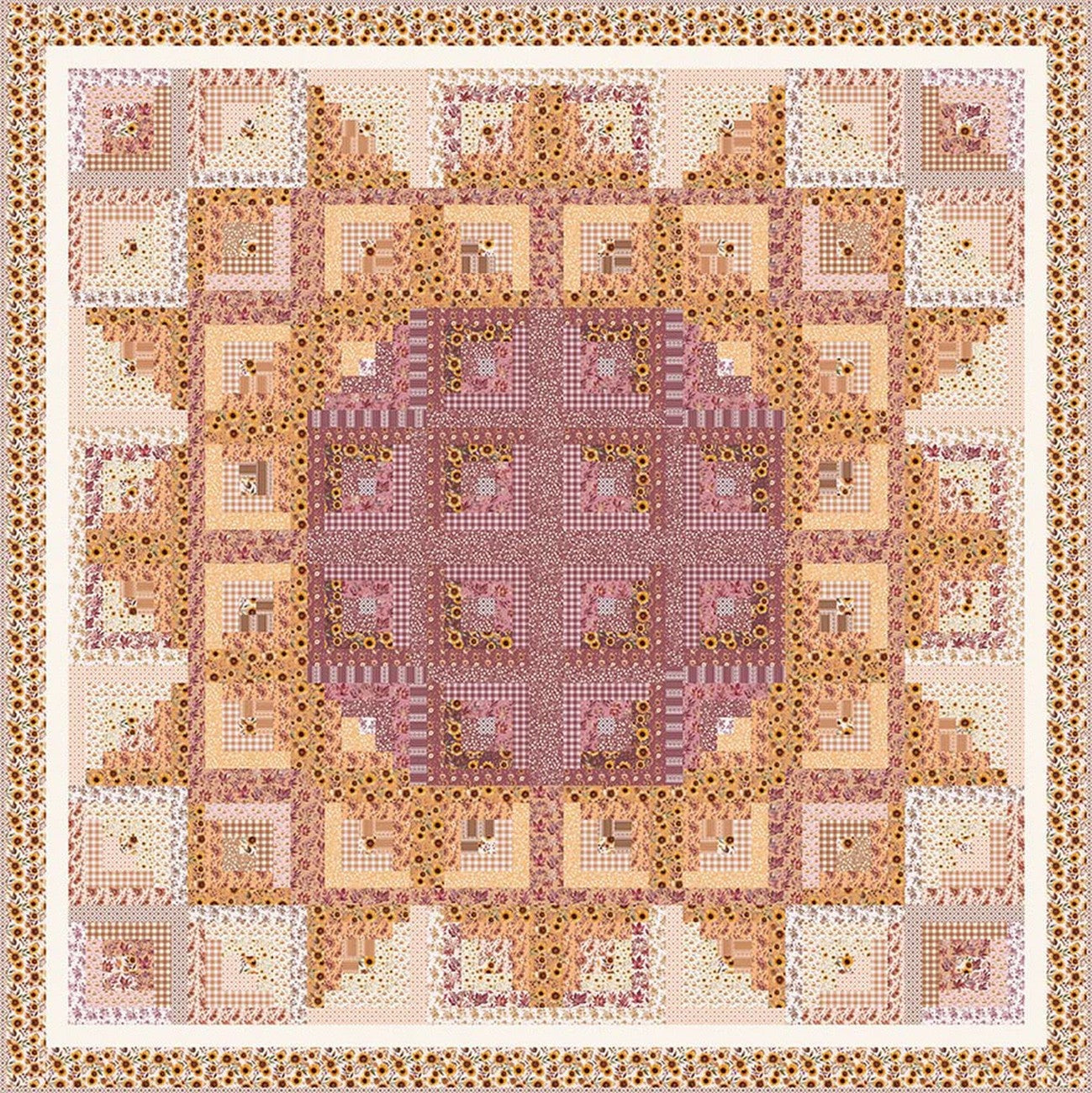 Modern Prairie Sunflower in the Cabin Quilt Pattern