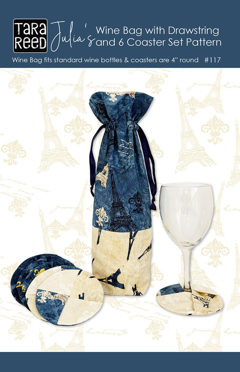 Tara Reed Julia Wine Bag and Coaster Set Pattern