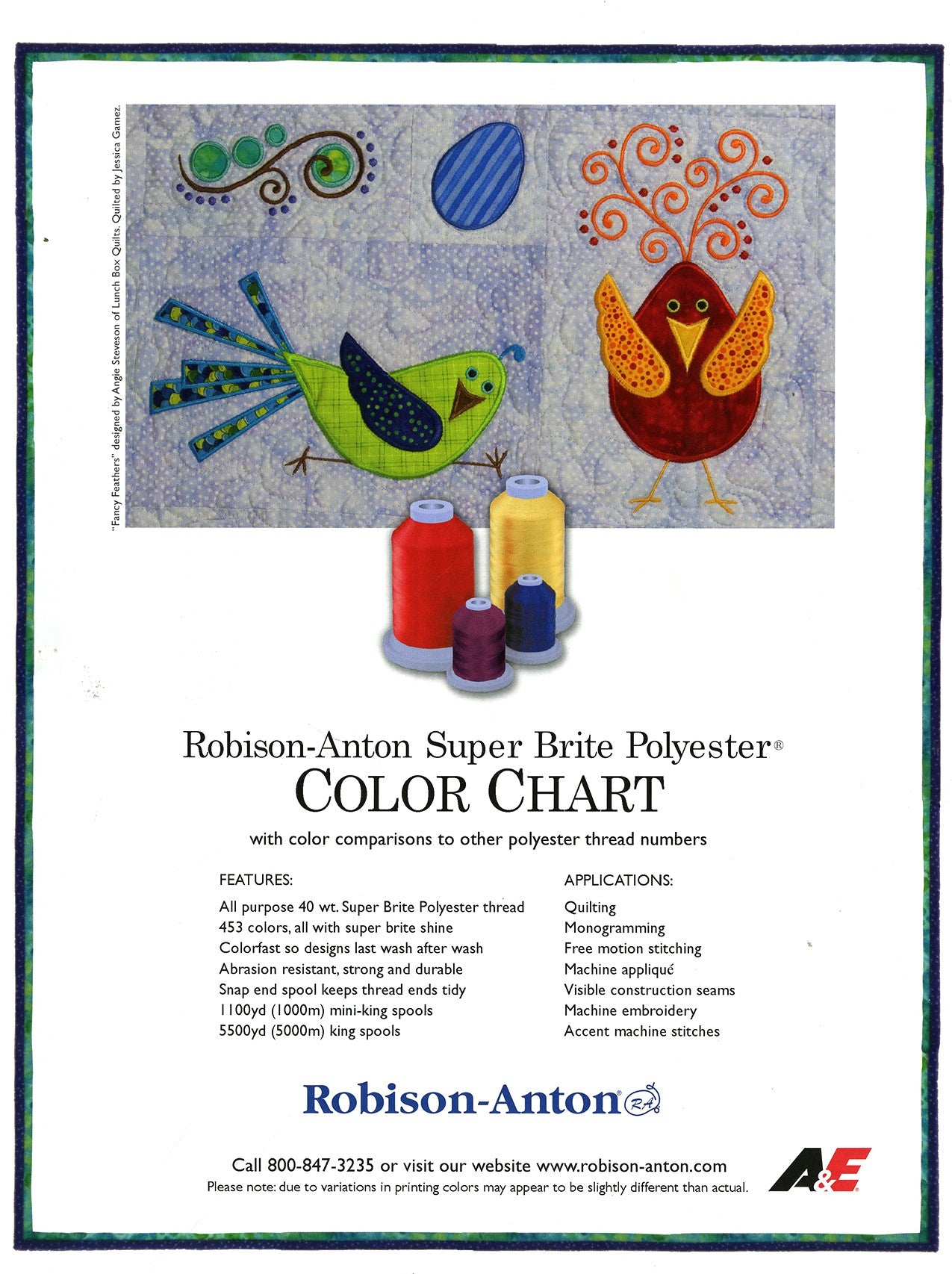 Robison Anton Polyester Thread Paper Color Chart
