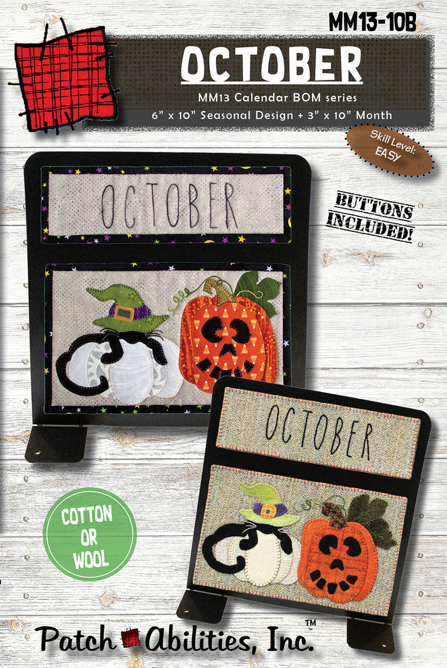 October Calendar Series Block of the Month with Buttons