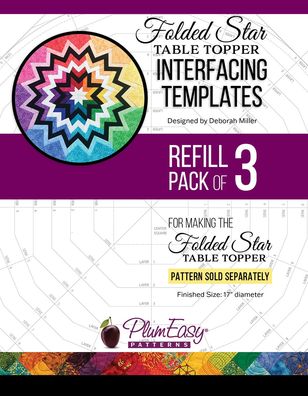 Folded Star Table Topper Interfacing Template - 3pk