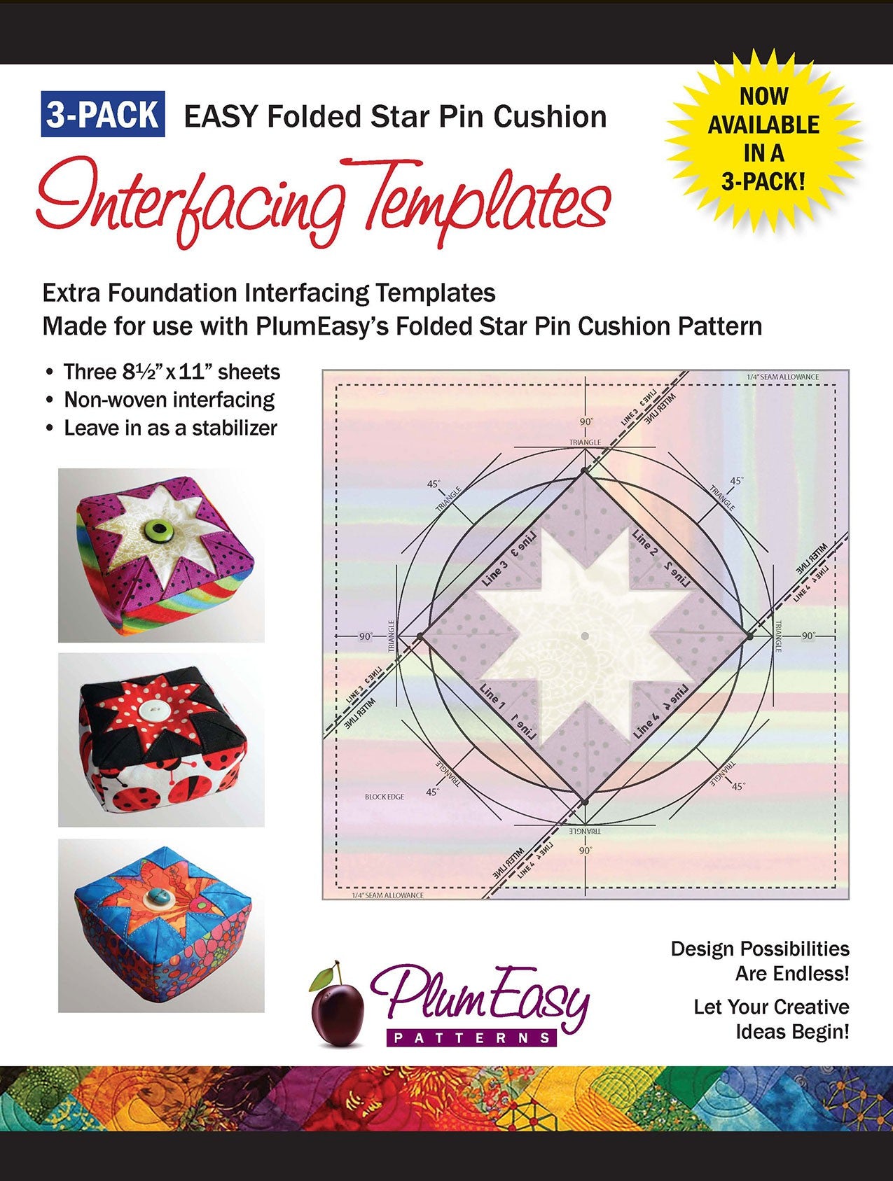 Pincushion Interfacing Templates 3-pack