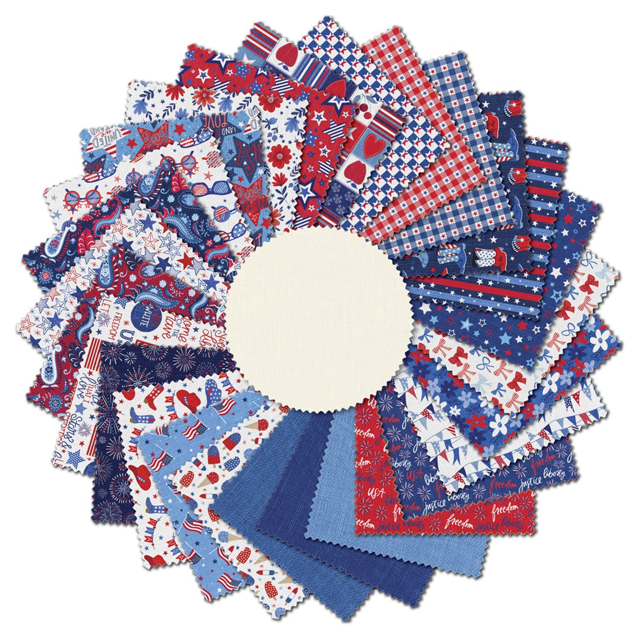 5in Squares Patriotic Minis, 42pcs/bundle