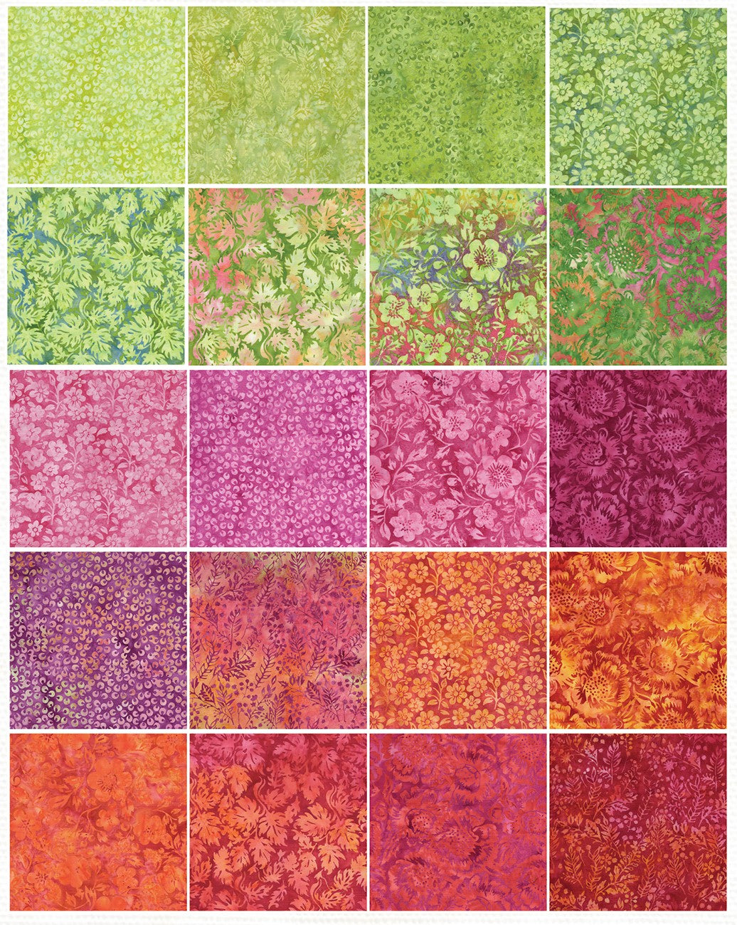2.5in Strips Posy Twist 40pcs, 2 Pieces of Each Print