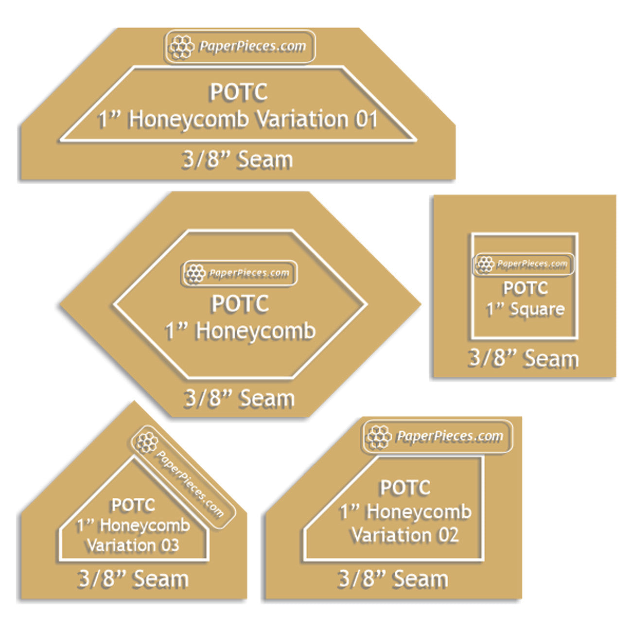 Patchwork Collection: 5 Piece Template Set wtih 3/8in Seams