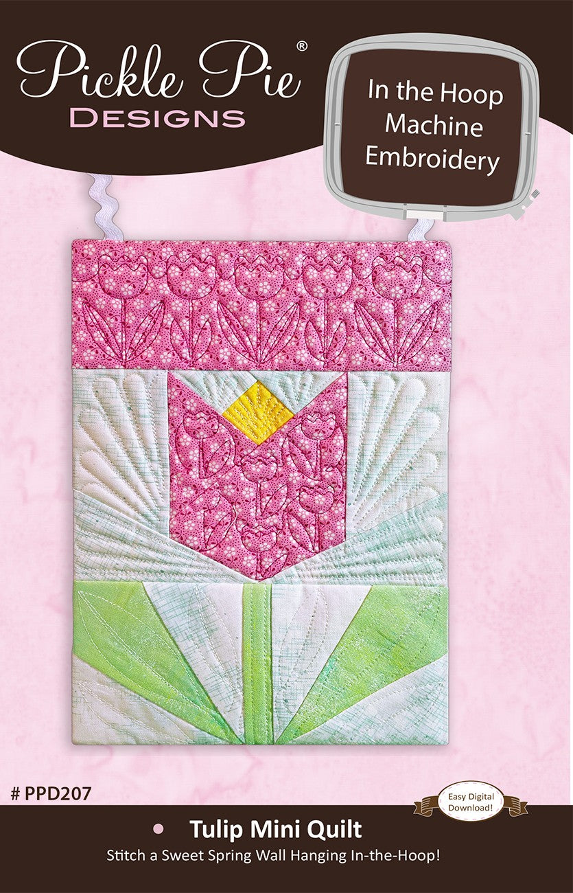 Tulip Mini Quilt Wall Hanging In the Hoop Machine Embroidery Design Set