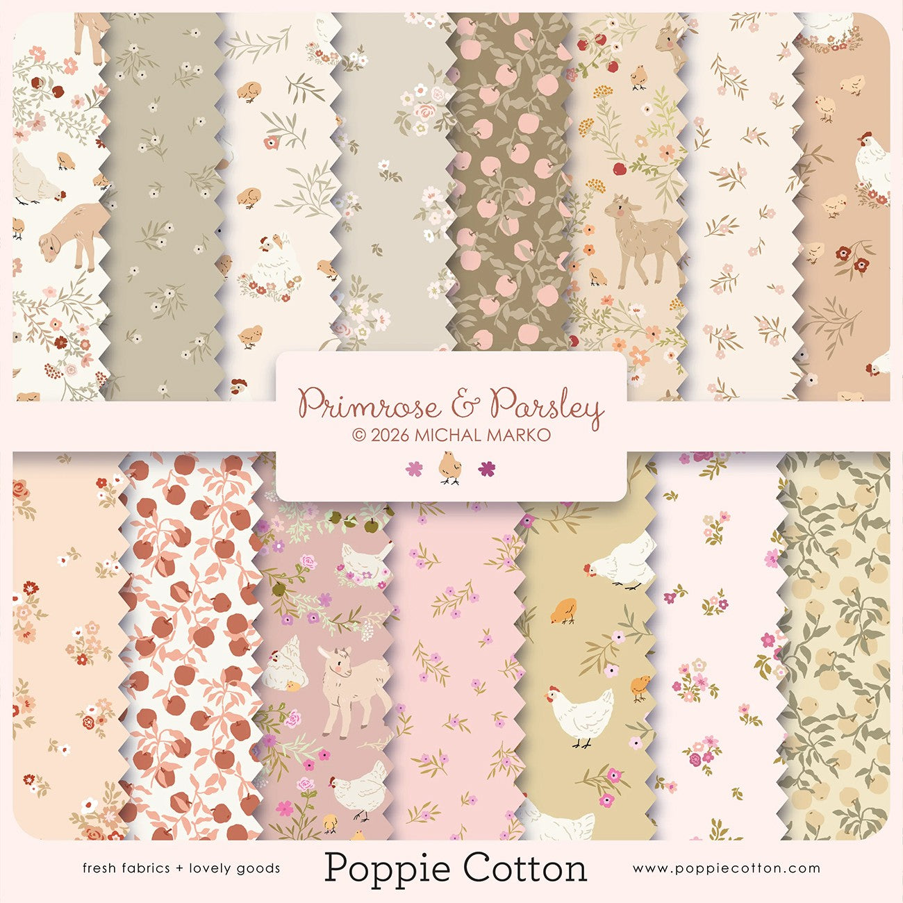 Fat Quarter Primrose & Parsley, 15pcs/bundle