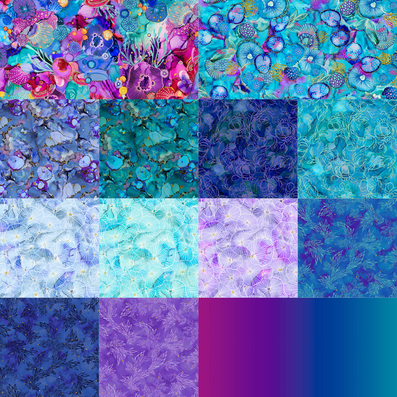 5in Squares Painted Sea, 42pcs/bundle