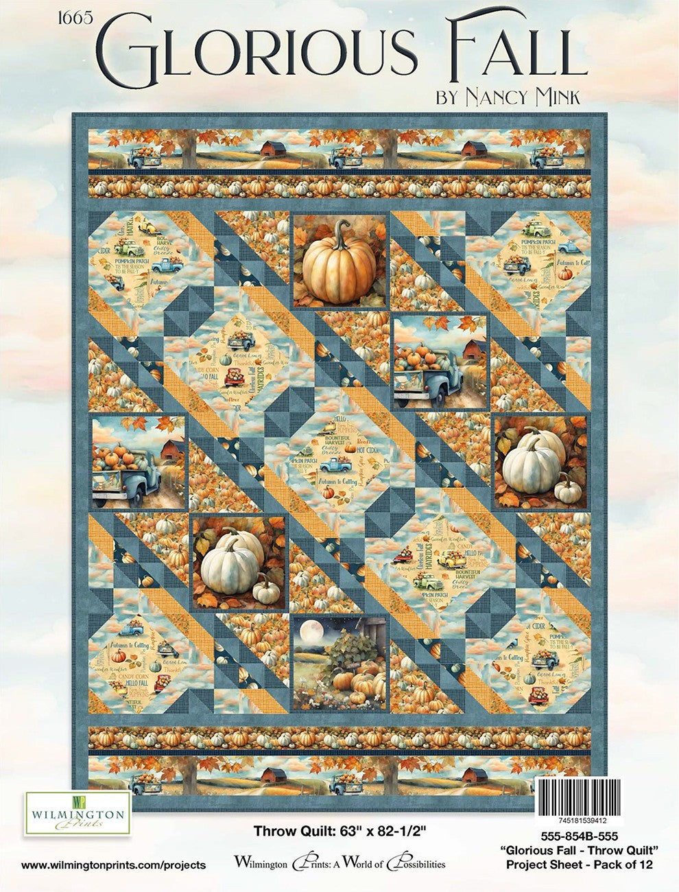 Project Sheet Glorious Fall Throw Quilt 12 per package, 1 pack per store
