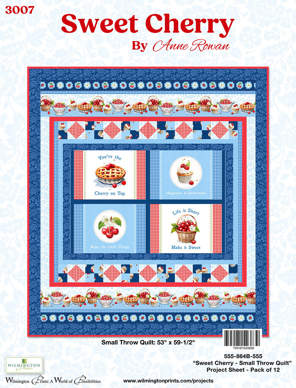 Project Sheet Sweet Cherry Small Throw Quilt 12 per package, 1 pack per store
