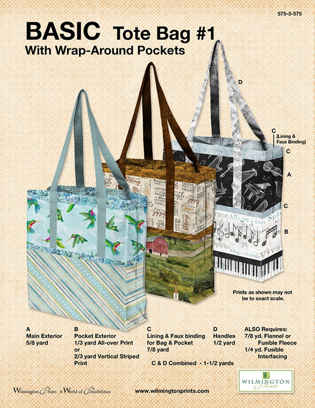 Basic Tote Bags w/Wrap-Around Pockets, Free Download below, will NOT SHIP.
