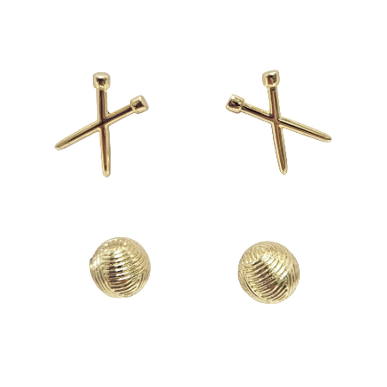 Yarn & Knit Earring Set of 2 Gold