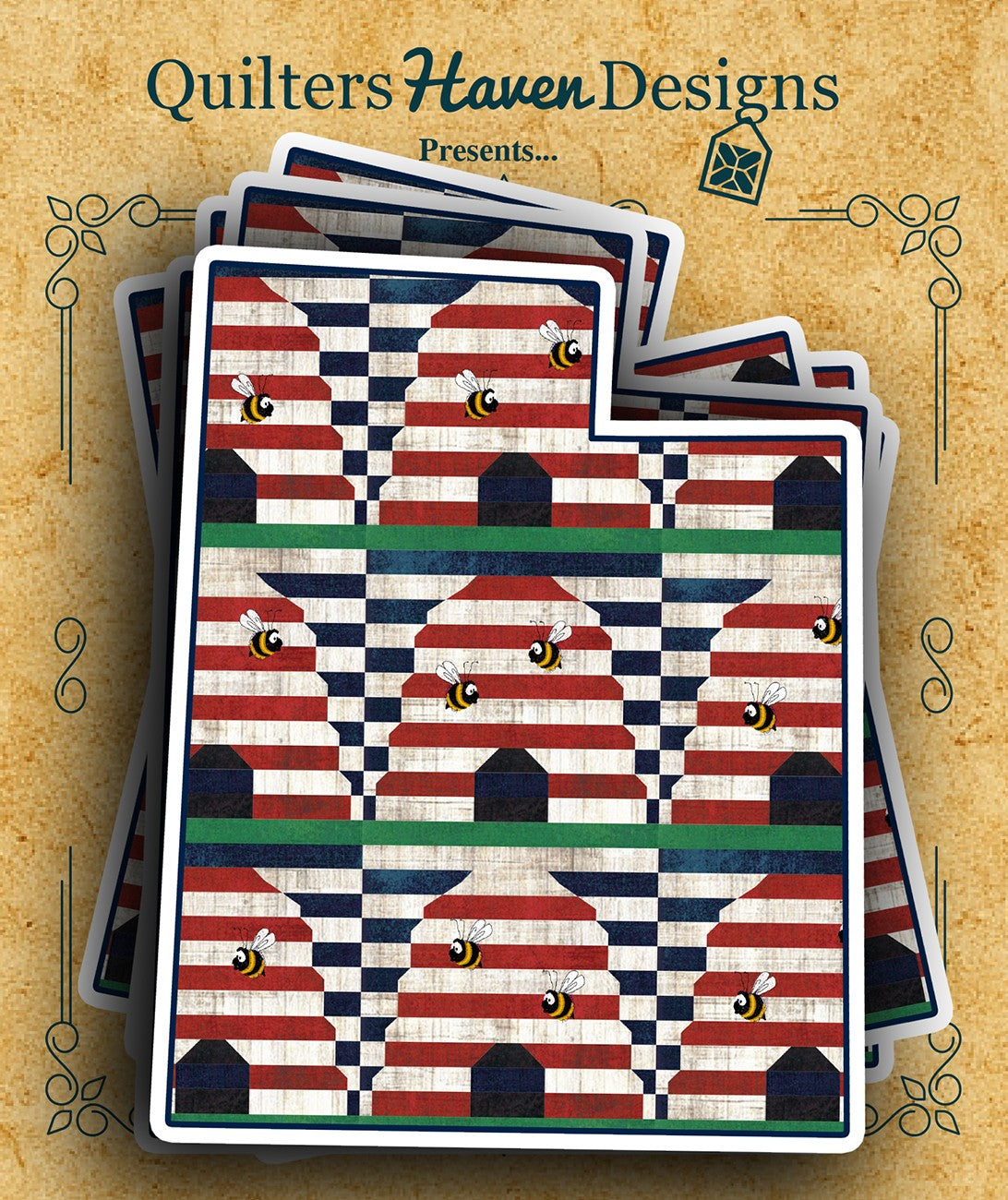 Freedom Quilt Sticker Utah 6pk